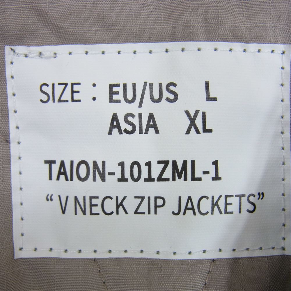 タイオン TAION-101ZML-1 VNECK ZIP JACKETS ミリタリー  Vネック ジップ ジャケット カーキ系 XL【中古】