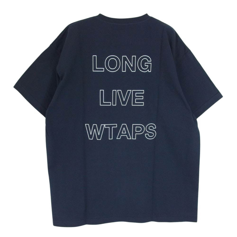 WTAPS ダブルタップス 23SS 231ATDT-STM09S  LLW LONG LIVE WTAPS スクリーン プリント 半袖 Tシャツ ネイビー系 X02【美品】【中古】