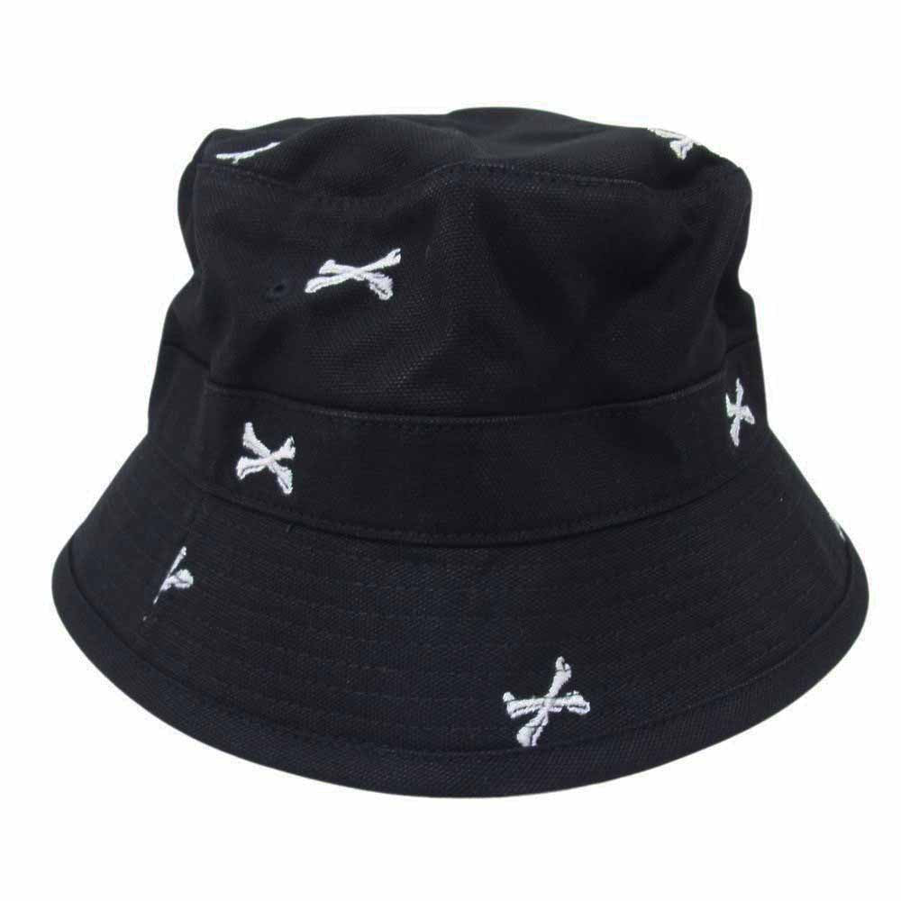 WTAPS ダブルタップス 22SS BUCKET 02 HAT クロスボーン 刺繍 バケット ハット ブラック系 X03【美品】【中古】