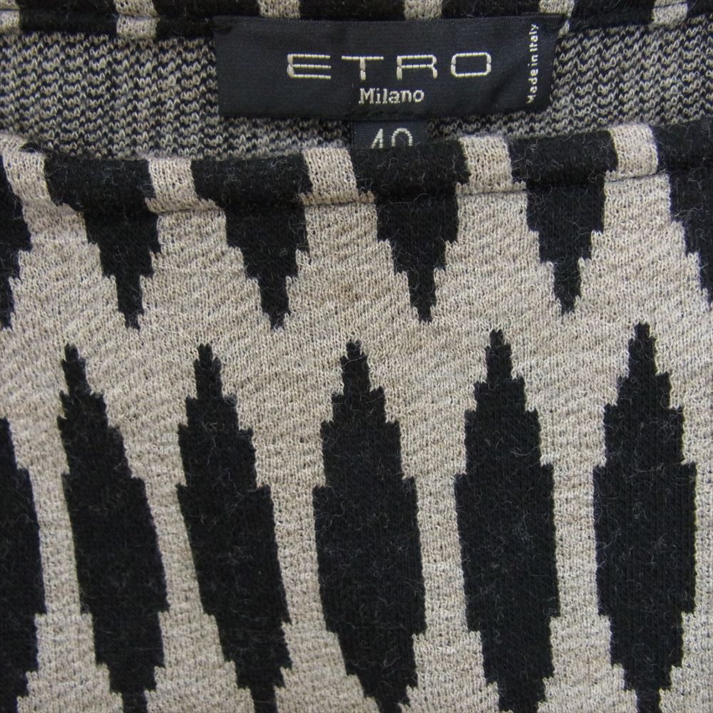 ETRO エトロ 総柄 イタリア製 コットン ウール ニット ワンピース グレー系 40【中古】