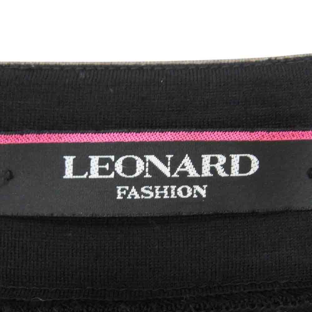 LEONARD レオナール 花柄 フラワー 総柄 ウール 七分袖 ワンピース ブラック系 M【中古】