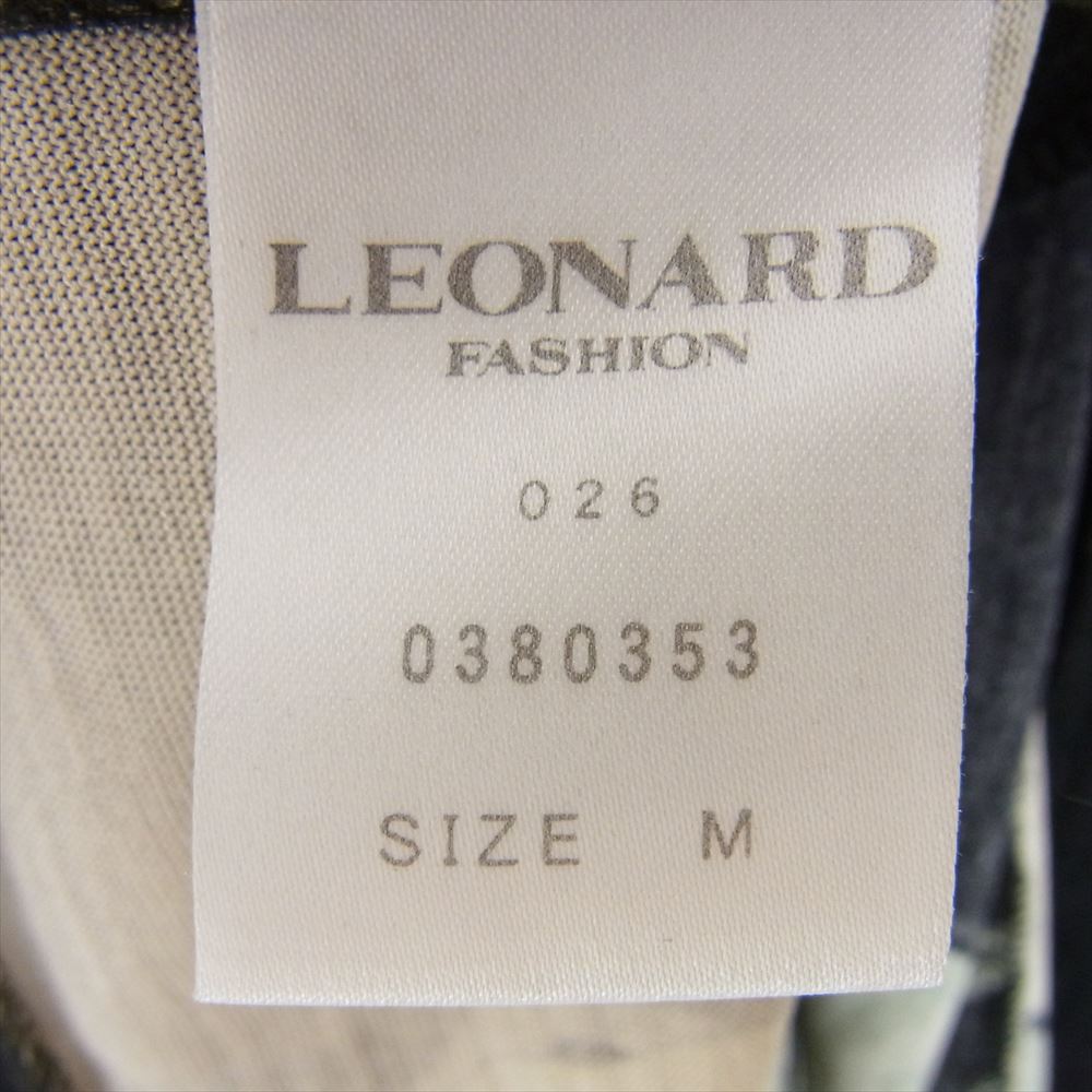 LEONARD レオナール 花柄 フラワー 総柄 ウール 七分袖 ワンピース ブラック系 M【中古】