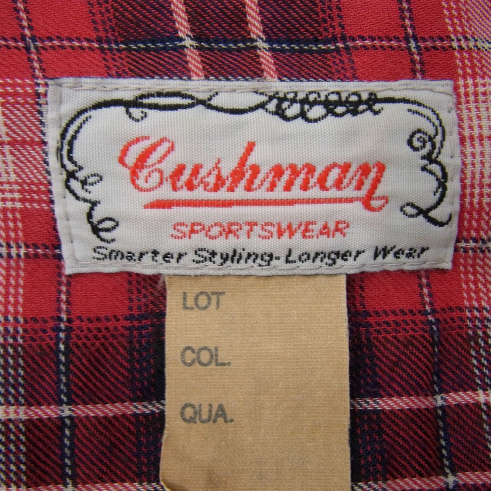 CUSHMAN クッシュマン ウエスタン 長袖 チェック シャツ レッド系 サイズ表記無【中古】