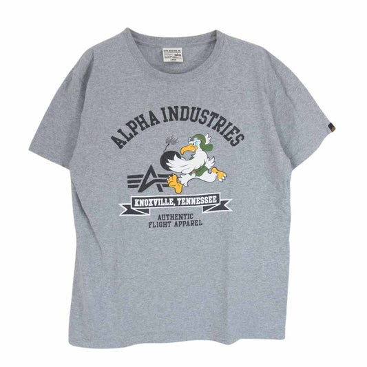 ALPHA アルファ TC1126 INDUSTRIES プリント クルーネック 丸首 半袖 Ｔシャツ グレー系 L【中古】