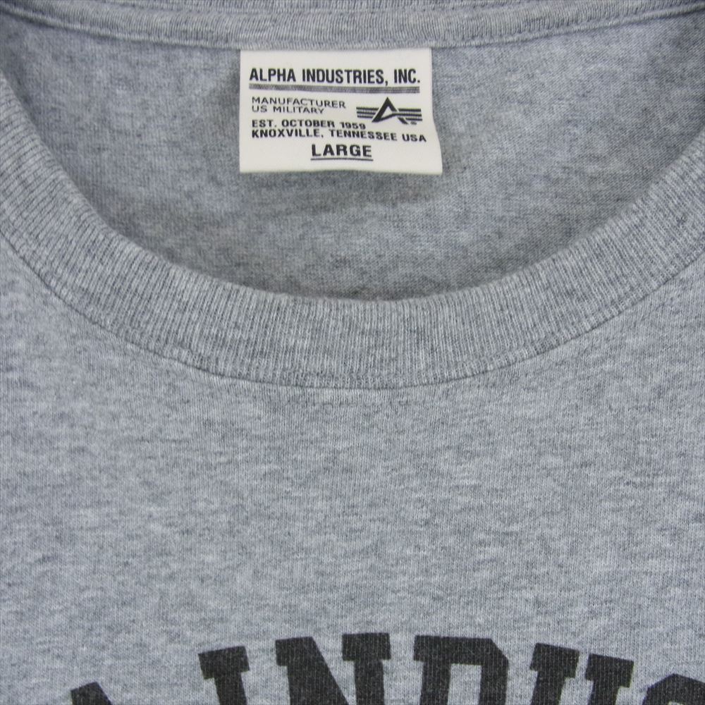 ALPHA アルファ TC1126 INDUSTRIES プリント クルーネック 丸首 半袖 Ｔシャツ グレー系 L【中古】