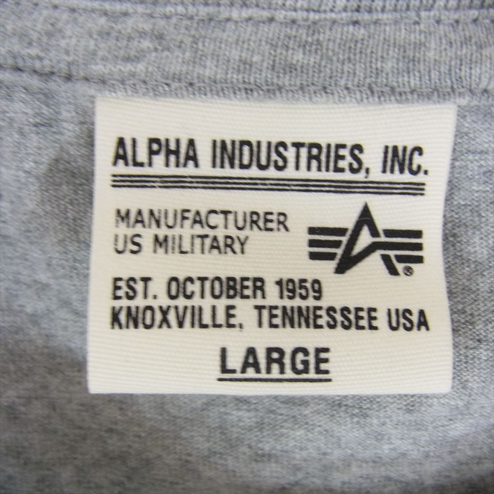 ALPHA アルファ TC1126 INDUSTRIES プリント クルーネック 丸首 半袖 Ｔシャツ グレー系 L【中古】