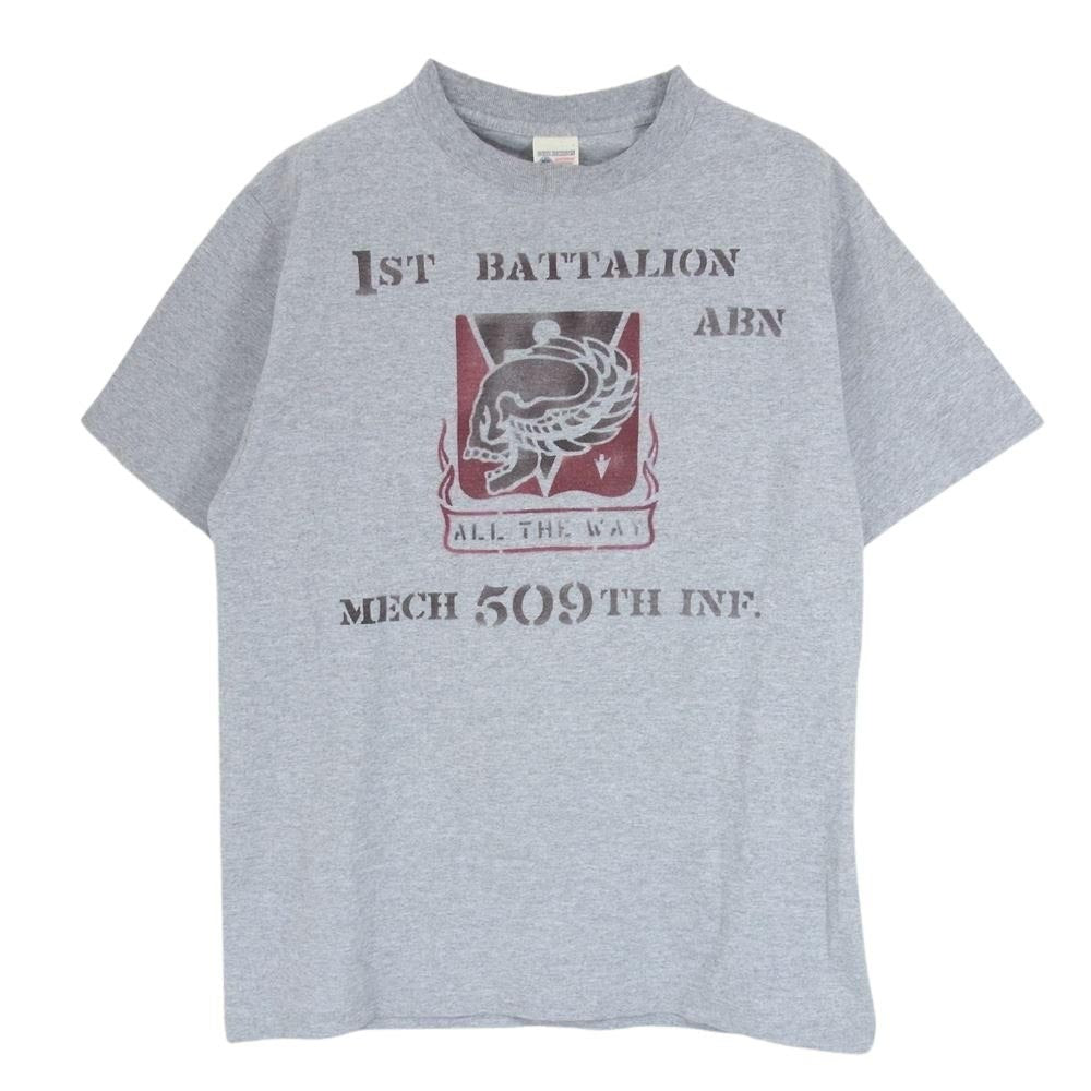 Buzz Rickson's バズリクソンズ プリント クルーネック 丸首 半袖 Tシャツ グレー系 M【中古】