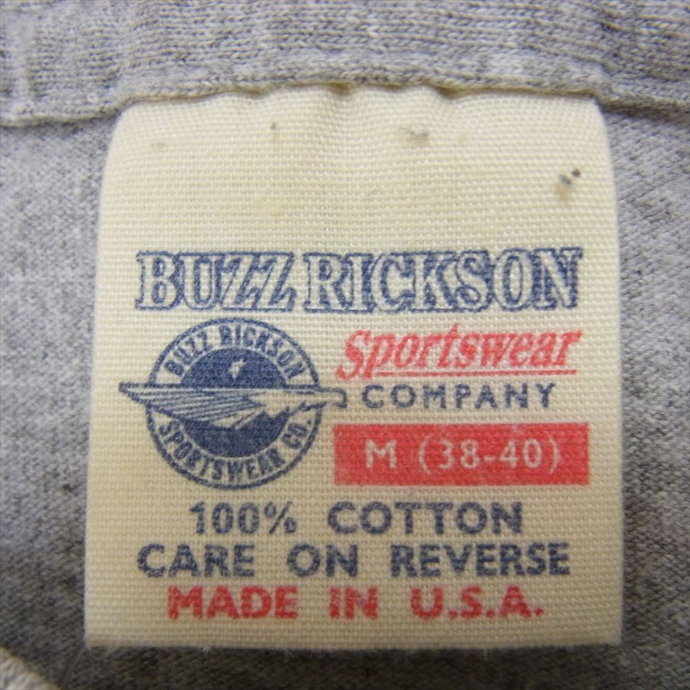 Buzz Rickson's バズリクソンズ プリント クルーネック 丸首 半袖 Tシャツ グレー系 M【中古】