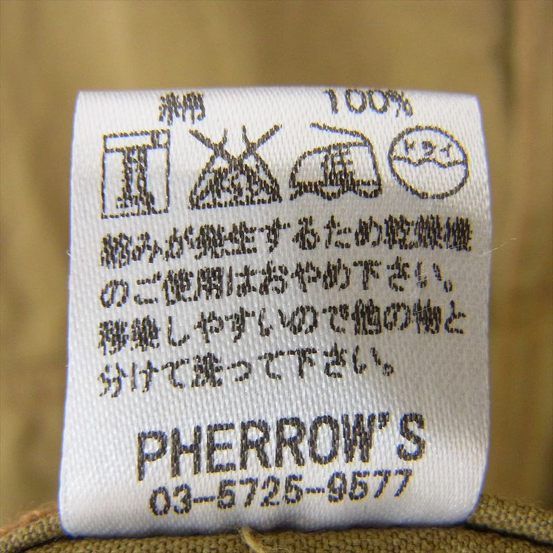 Pherrow's フェローズ 長袖 ワーク シャツ カーキ系 M【中古】