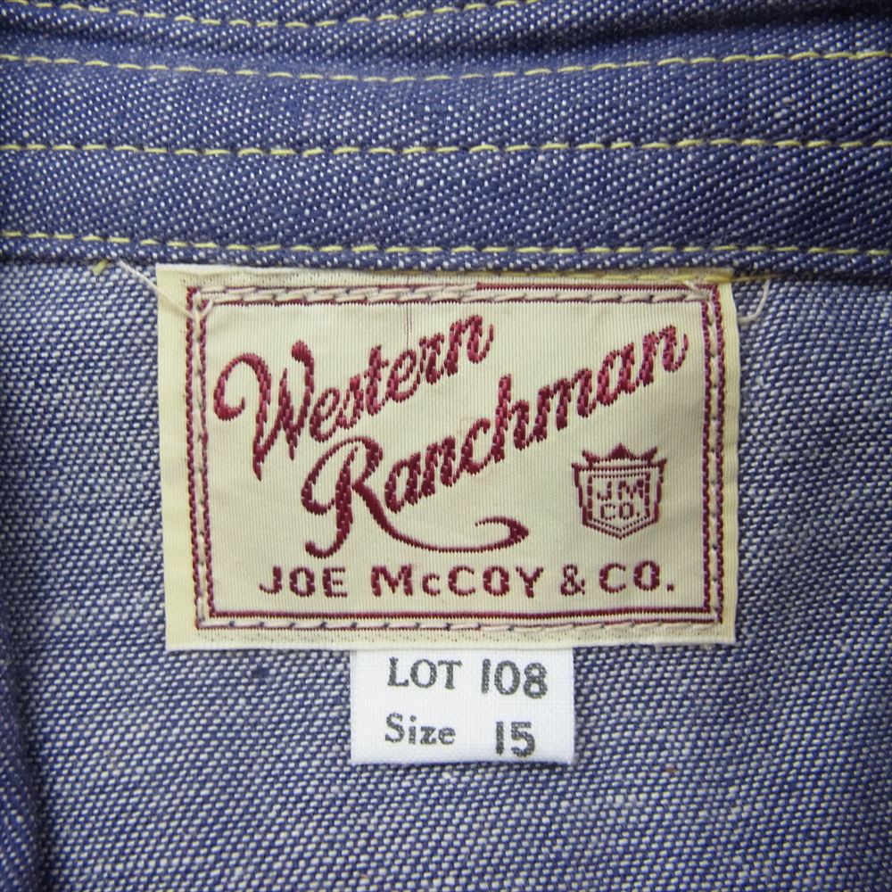 The REAL McCOY'S ザリアルマッコイズ JSC-750006 JOE McCOY & CO. ジョーマッコイ ウエスタンランチマン シャンブレー ウエスタン シャツ 長袖シャツ パープル系 15【極上美品】【中古】