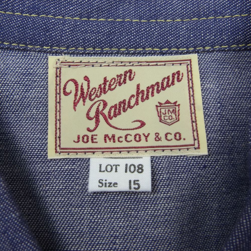 The REAL McCOY'S ザリアルマッコイズ JSC-750006 JOE McCOY & CO. ジョーマッコイ ウエスタンランチマン シャンブレー ウエスタン シャツ 長袖シャツ パープル系 15【極上美品】【中古】
