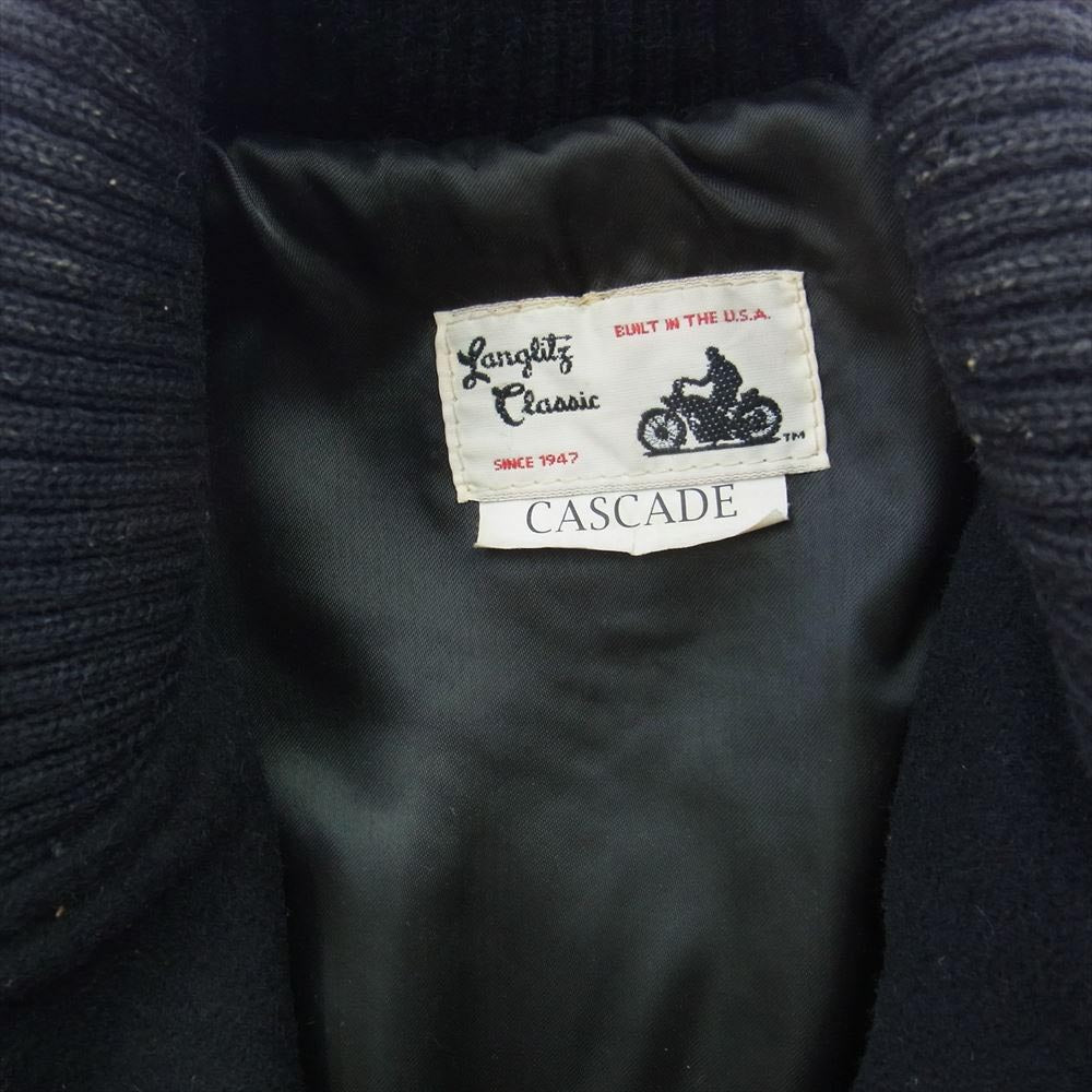 LANGLITZ LEATHERS ラングリッツレザーズ バック刺繍 スタジャン スタンドカラー 猫目ボタン ウール ジャケット ブラック系【中古】