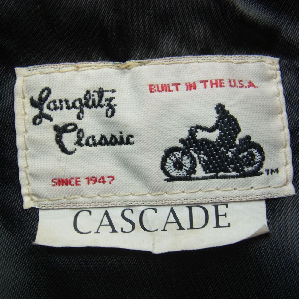LANGLITZ LEATHERS ラングリッツレザーズ バック刺繍 スタジャン スタンドカラー 猫目ボタン ウール ジャケット ブラック系【中古】