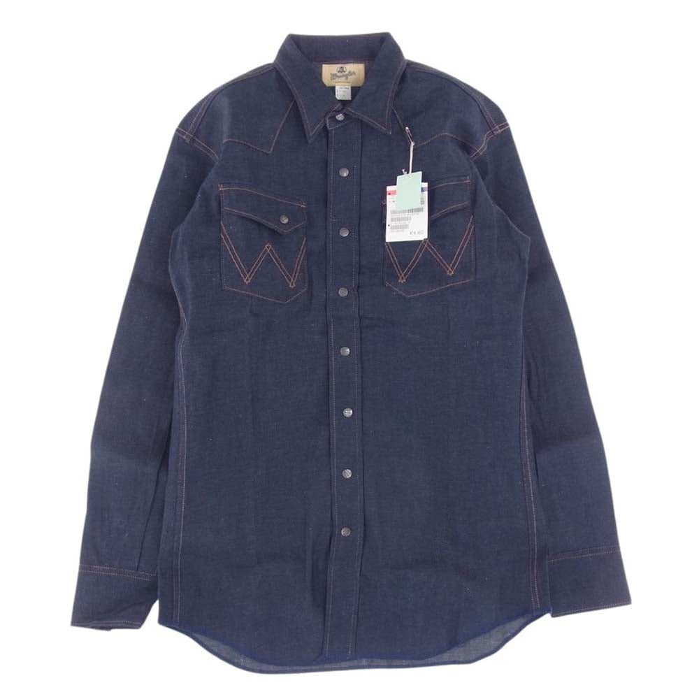 Wrangler ラングラー M5027-00 27MW BLUE BELL ブルーベル ヴィンテージ 復刻 デニム ウェスタン 長袖 シャツ リジット インディゴブルー系 M【新古品】【未使用】【中古】