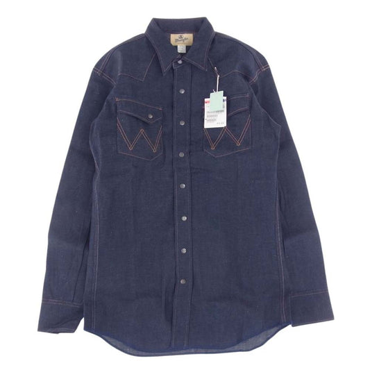 Wrangler ラングラー M5027-00 27MW BLUE BELL ブルーベル ヴィンテージ 復刻 デニム ウェスタン 長袖 シャツ リジット インディゴブルー系 M【新古品】【未使用】【中古】
