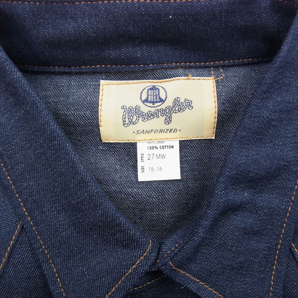 Wrangler ラングラー M5027-00 27MW BLUE BELL ブルーベル ヴィンテージ 復刻 デニム ウェスタン 長袖 シャツ リジット インディゴブルー系 M【新古品】【未使用】【中古】