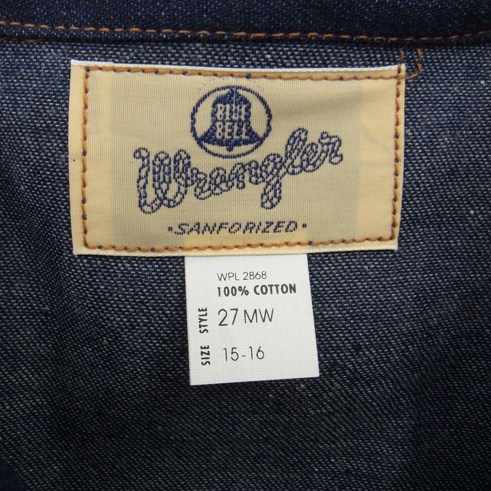 Wrangler ラングラー M5027-00 27MW BLUE BELL ブルーベル ヴィンテージ 復刻 デニム ウェスタン 長袖 シャツ リジット インディゴブルー系 M【新古品】【未使用】【中古】