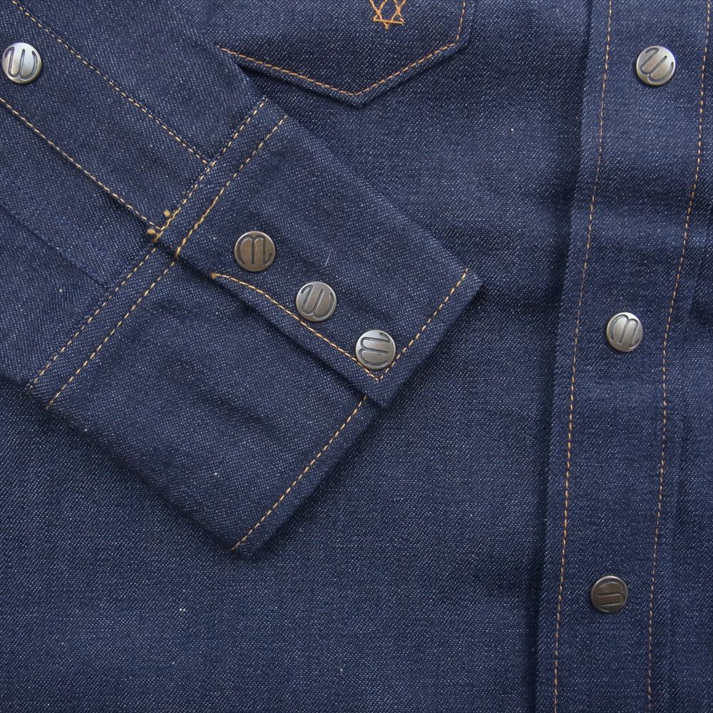 Wrangler ラングラー M5027-00 27MW BLUE BELL ブルーベル ヴィンテージ 復刻 デニム ウェスタン 長袖 シャツ リジット インディゴブルー系 M【新古品】【未使用】【中古】