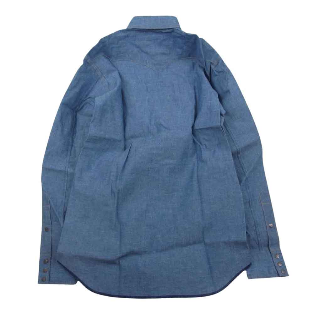 Wrangler ラングラー M5029-00 27MW BLUE BELL ブルーベル ヴィンテージ 復刻 ウェスタン 長袖 シャツ シャンブレー インディゴブルー系 15-16【新古品】【未使用】【中古】