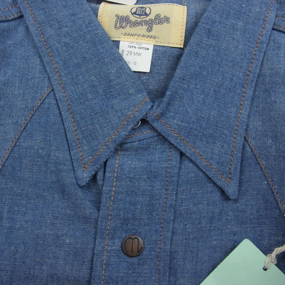 Wrangler ラングラー M5029-00 27MW BLUE BELL ブルーベル ヴィンテージ 復刻 ウェスタン 長袖 シャツ シャンブレー インディゴブルー系 15-16【新古品】【未使用】【中古】