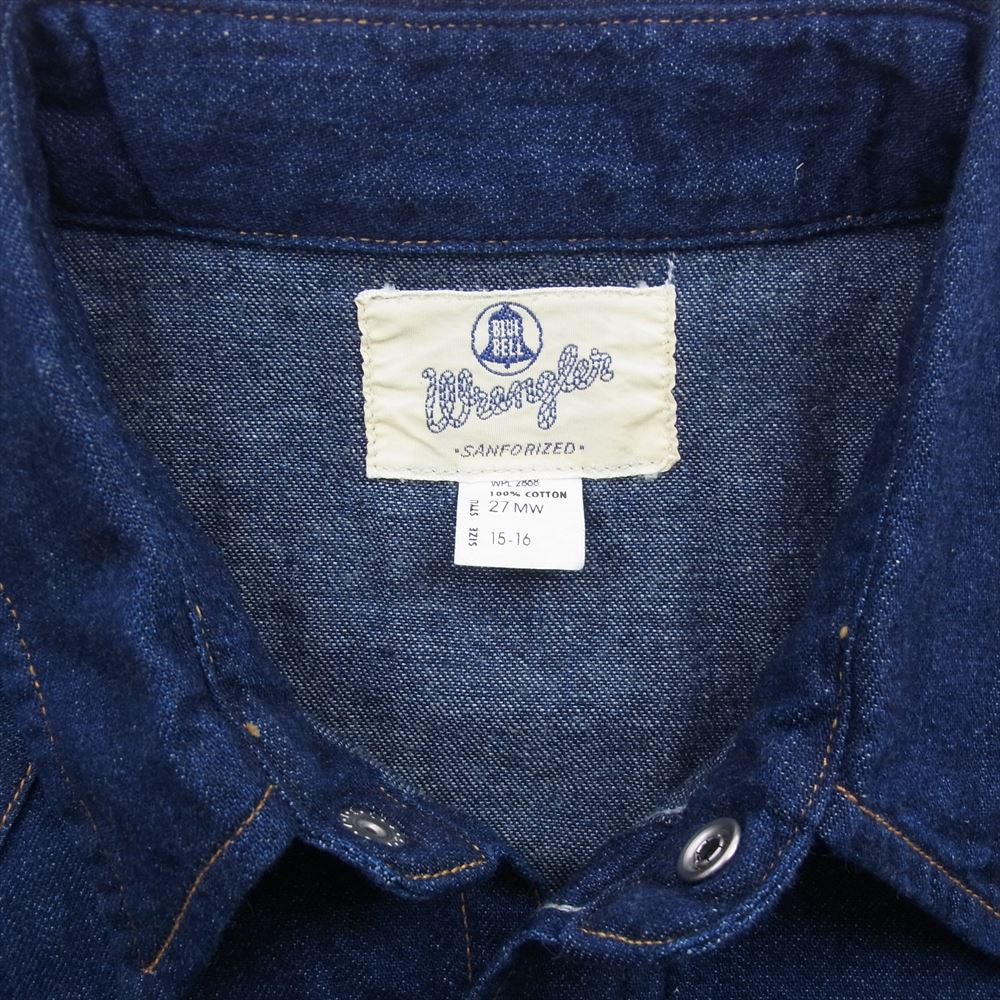 Wrangler ラングラー M5027-29 27MW BLUE BELL ブルーベル ヴィンテージ 復刻 デニム ウェスタン 長袖 シャツ インディゴブルー系【新古品】【未使用】【中古】