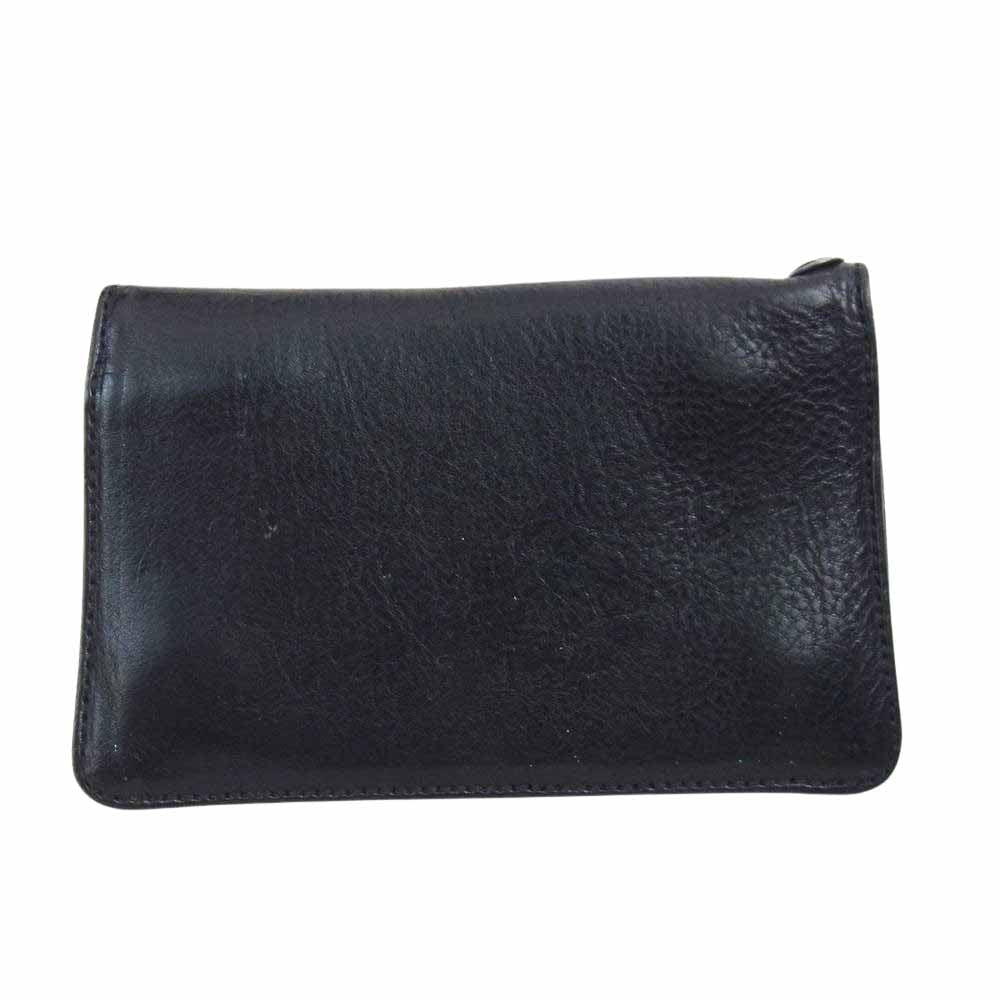 CHROME HEARTS クロムハーツ（原本無） 2ZIP 2ジップ フローラルボタン レザーウォレット 二つ折り 財布 ブラック系【中古】
