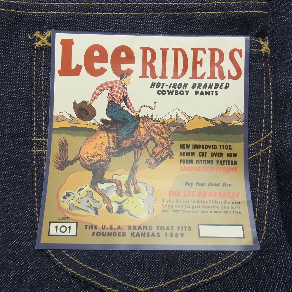The REAL McCOY'S ザリアルマッコイズ E506-RM28 × LEE リー 日本製 101 COWBOY PANTS リジット セルビッジ ボタンフライ デニム パンツ インディゴブルー系 32×34【極上美品】【中古】