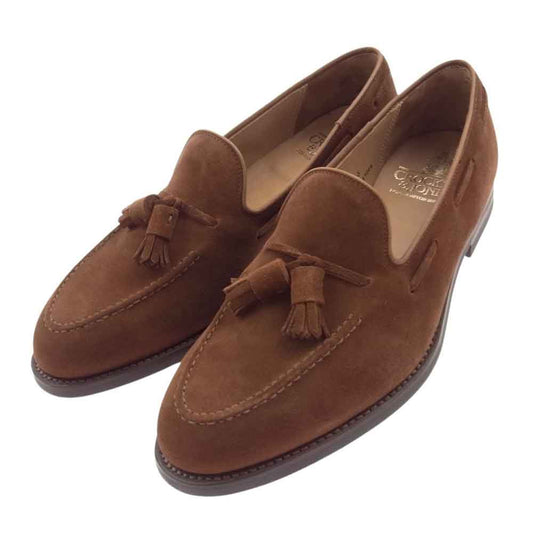 CROCKETT&JONES クロケットアンドジョーンズ CAVENDISH3 キャベンディッシュ3 スエード タッセル ローファー ブラウン系 8E【極上美品】【中古】