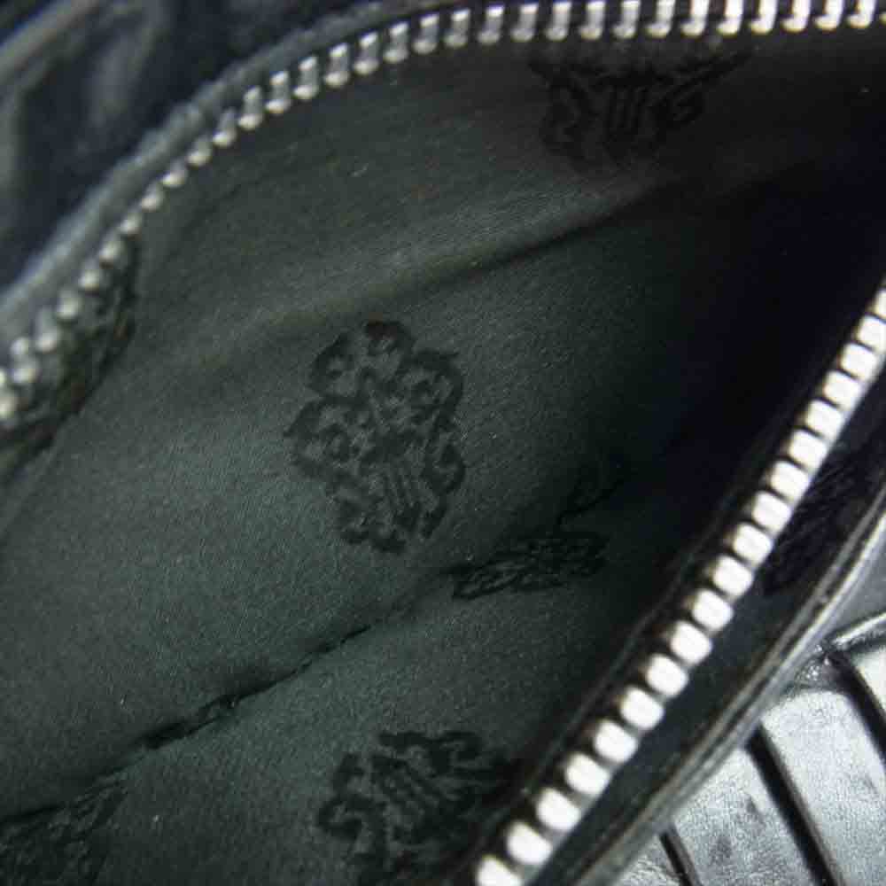 CHROME HEARTS クロムハーツ（原本無） WAVE CROSS BALL ウェーブ クロスボールボタン レザー ウォレット 長財布 ブラック系【中古】