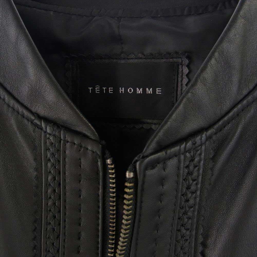 TETE HOMME テットオム 1022519011 ラムレザー レザー ジャケット ブラック系 L【中古】