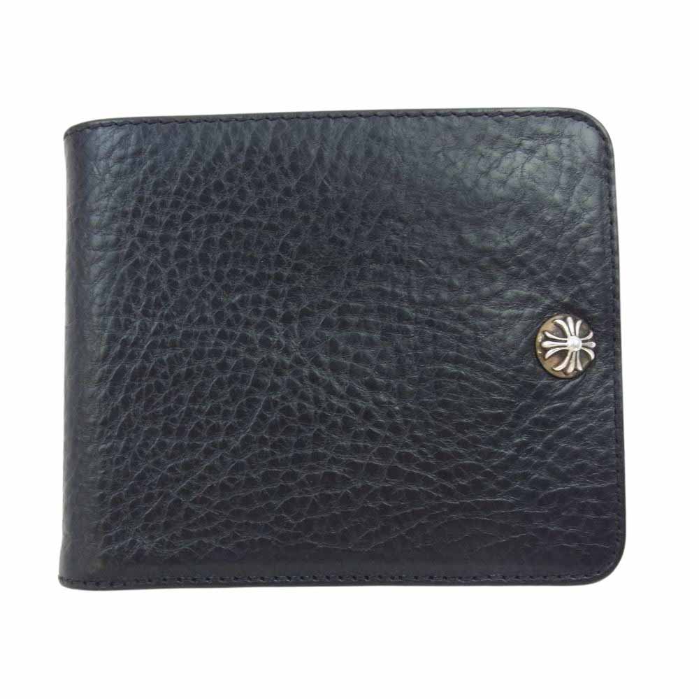 CHROME HEARTS クロムハーツ（原本無） 1SNAP 1スナップ クロスボタン レザー ウォレット 財布 ブラック系【中古】