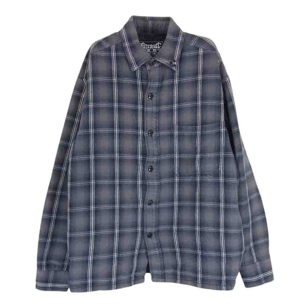 グリーサー チェック柄 長袖 裏地キルティング シャツ ジャケット グレー系 サイズ表記無【中古】