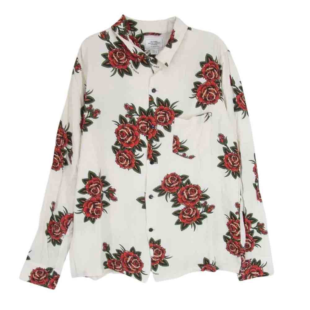 CRIMIE クライミー CIK1-SH12 ボタニカルフラワープリント レーヨン 長袖 シャツ ホワイト系 L【中古】