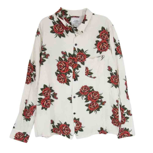 CRIMIE クライミー CIK1-SH12 ボタニカルフラワープリント レーヨン 長袖 シャツ ホワイト系 L【中古】