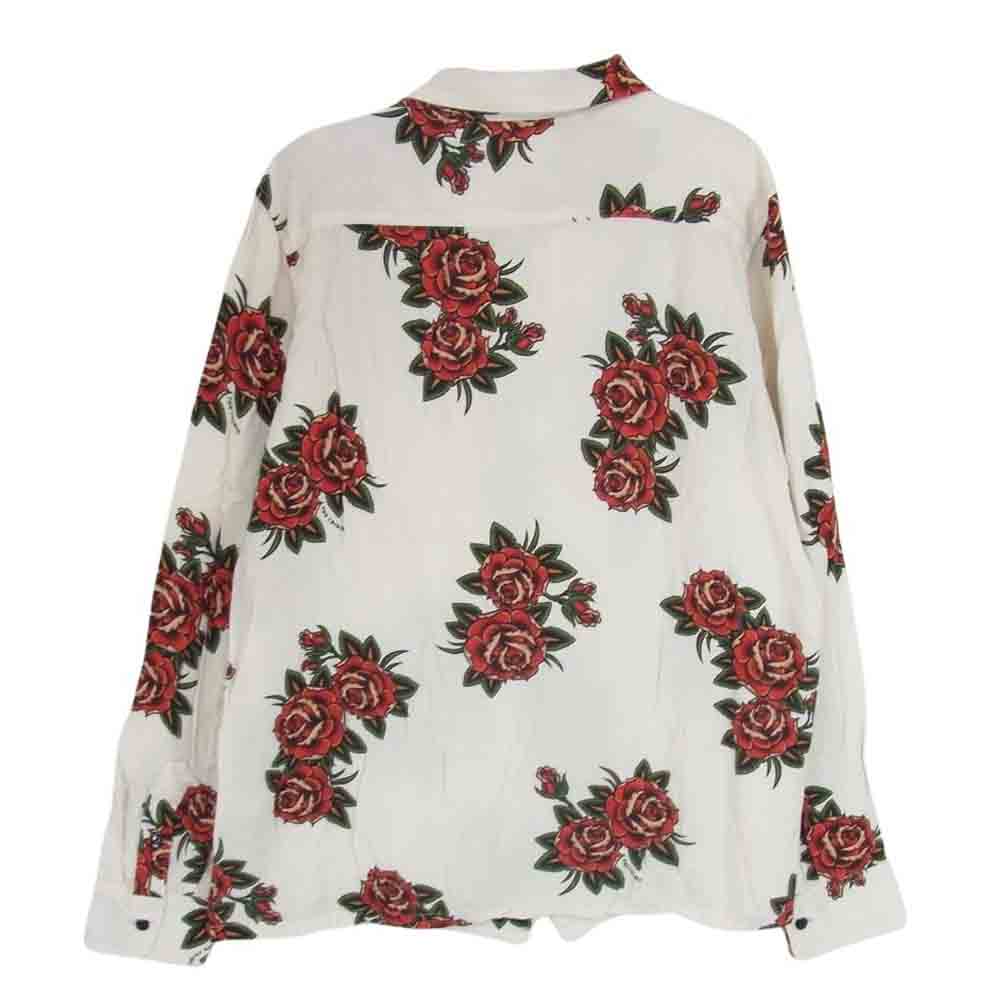 CRIMIE クライミー CIK1-SH12 ボタニカルフラワープリント レーヨン 長袖 シャツ ホワイト系 L【中古】