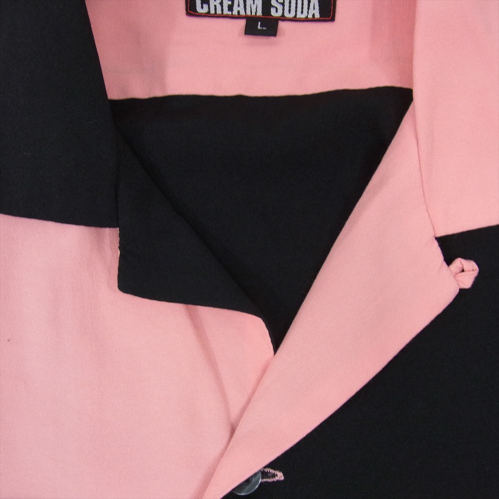 CREAM SODA クリームソーダ PD19SH-04 CS刺繍 パネル切替 レーヨン オープンカラー 半袖 シャツ ピンク系 L【中古】