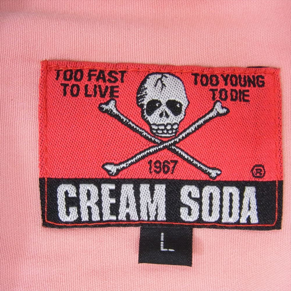 CREAM SODA クリームソーダ PD19SH-04 CS刺繍 パネル切替 レーヨン オープンカラー 半袖 シャツ ピンク系 L【中古】