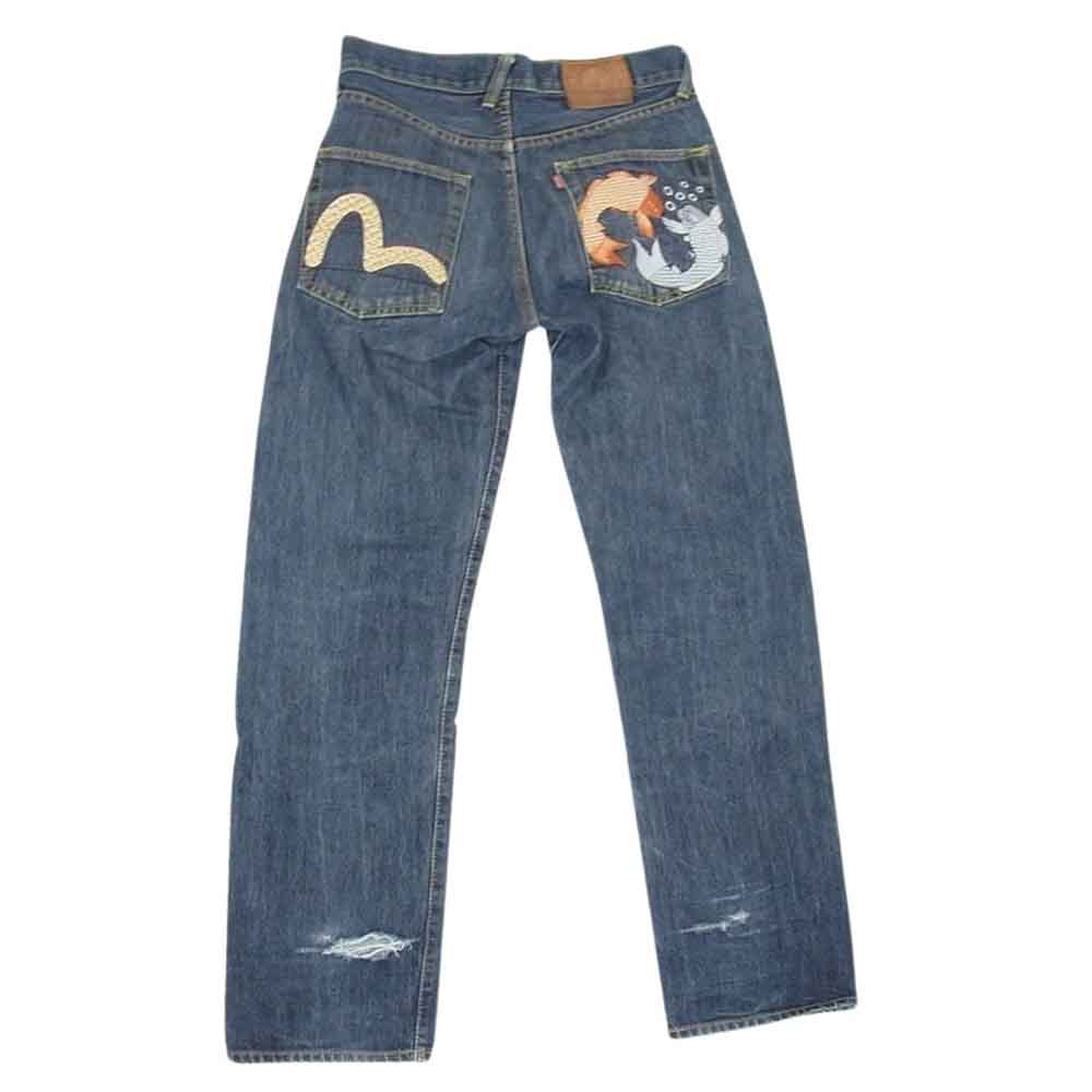 EVISU エヴィス 鯉 カモメ 刺繍 ボタンフライ デニム パンツ インディゴブルー系 30【中古】