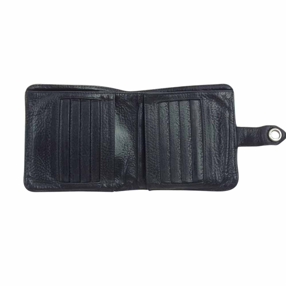 CHROME HEARTS クロムハーツ（原本無） SQ BTN BILL スクエア ボタン ビル レザー ウォレット ブラック系【中古】