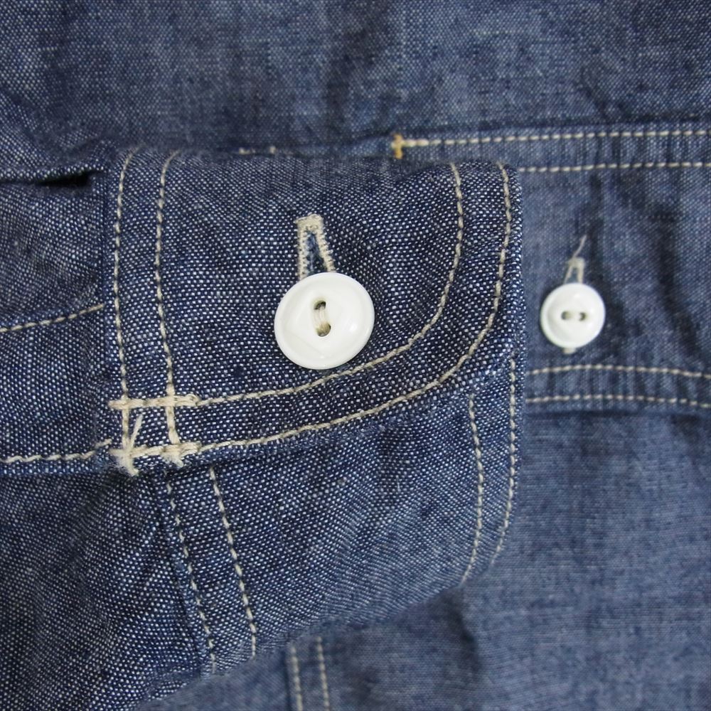 エイトジー シャンブレー ワーク 長袖 シャツ インディゴブルー系 XL【中古】