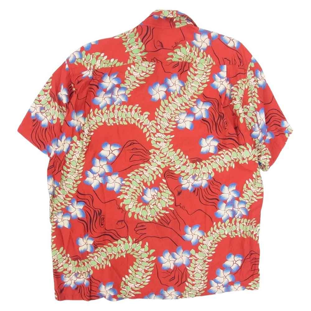 SUN SURF サンサーフ ハイビスカス 洋柄 アロハ ハワイアン 半袖 シャツ レッド系 サイズ表記無【中古】