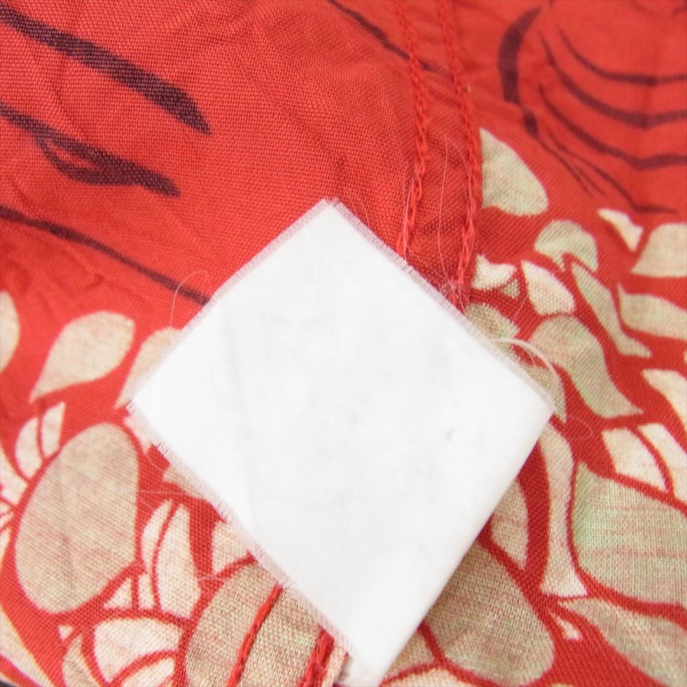 SUN SURF サンサーフ ハイビスカス 洋柄 アロハ ハワイアン 半袖 シャツ レッド系 サイズ表記無【中古】