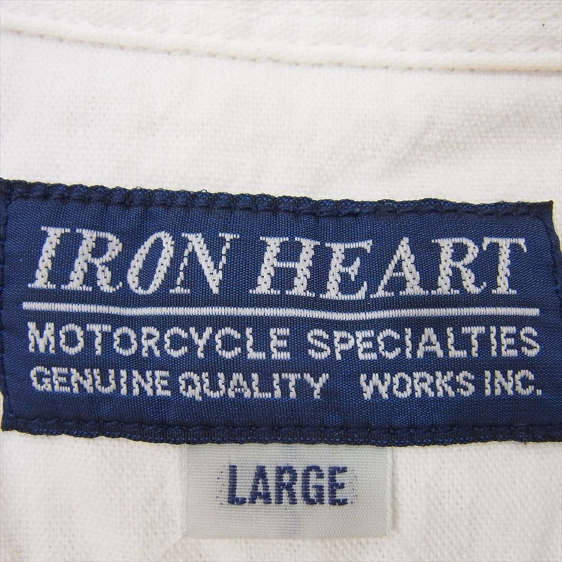 IRON HEART アイアンハート ヘビーシャンブレー ワーク 長袖 シャツ 白 ホワイト系 L【中古】