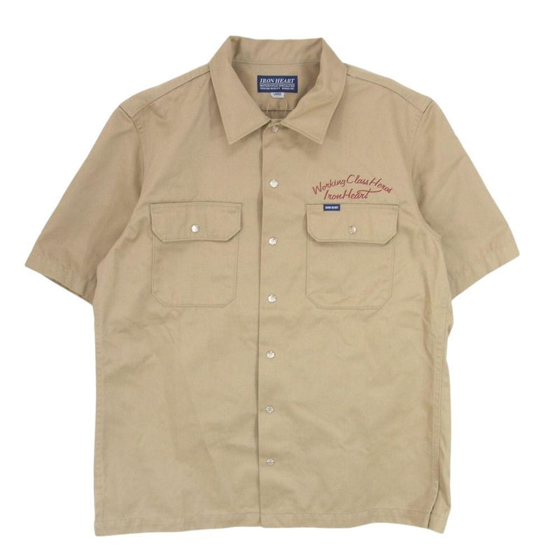 IRON HEART アイアンハート T/C Westpoint Work Shirt TCウエポン 半袖 ワーク シャツ カーキ ベージュ系 L【中古】