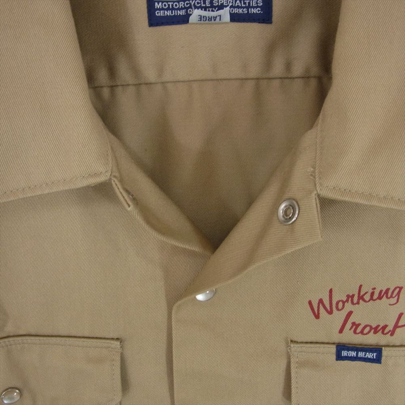IRON HEART アイアンハート T/C Westpoint Work Shirt TCウエポン 半袖 ワーク シャツ カーキ ベージュ系 L【中古】