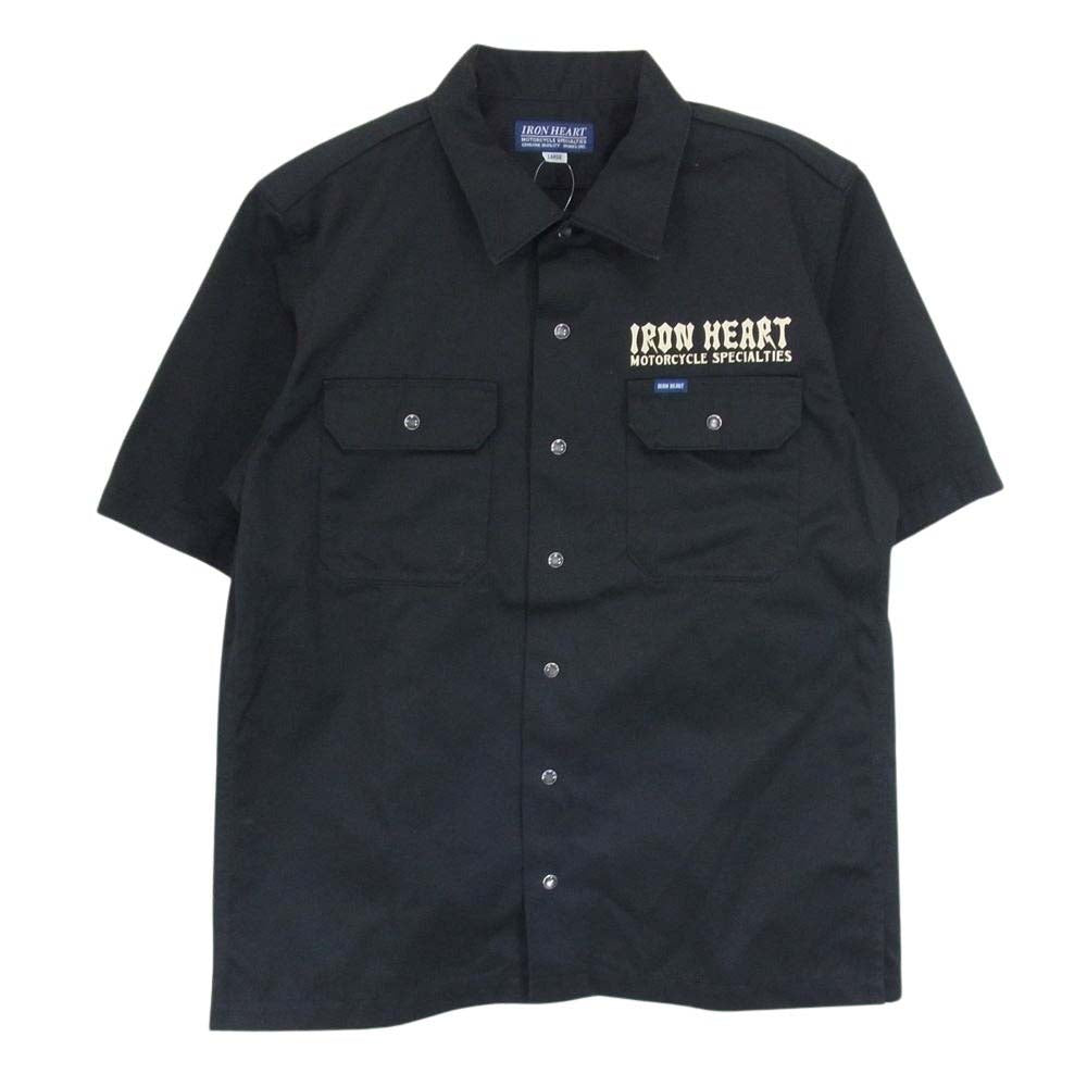IRON HEART アイアンハート T/C Westpoint Work Shirt TCウエポン 半袖 ワーク シャツ ブラック ブラック系 L【中古】