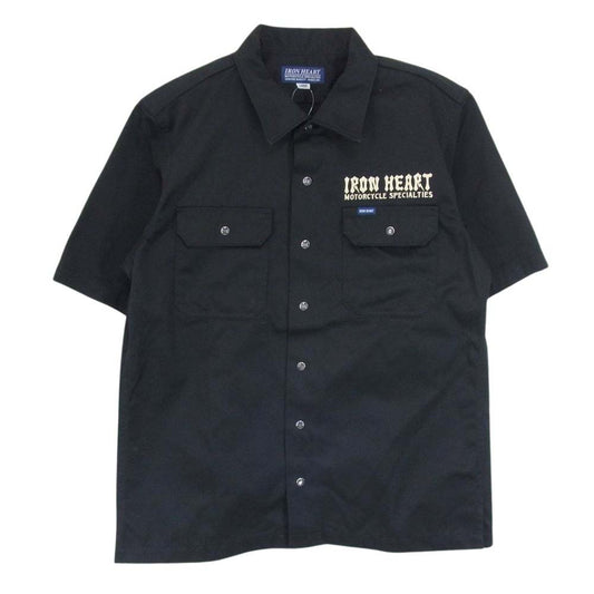 IRON HEART アイアンハート T/C Westpoint Work Shirt TCウエポン 半袖 ワーク シャツ ブラック ブラック系 L【中古】