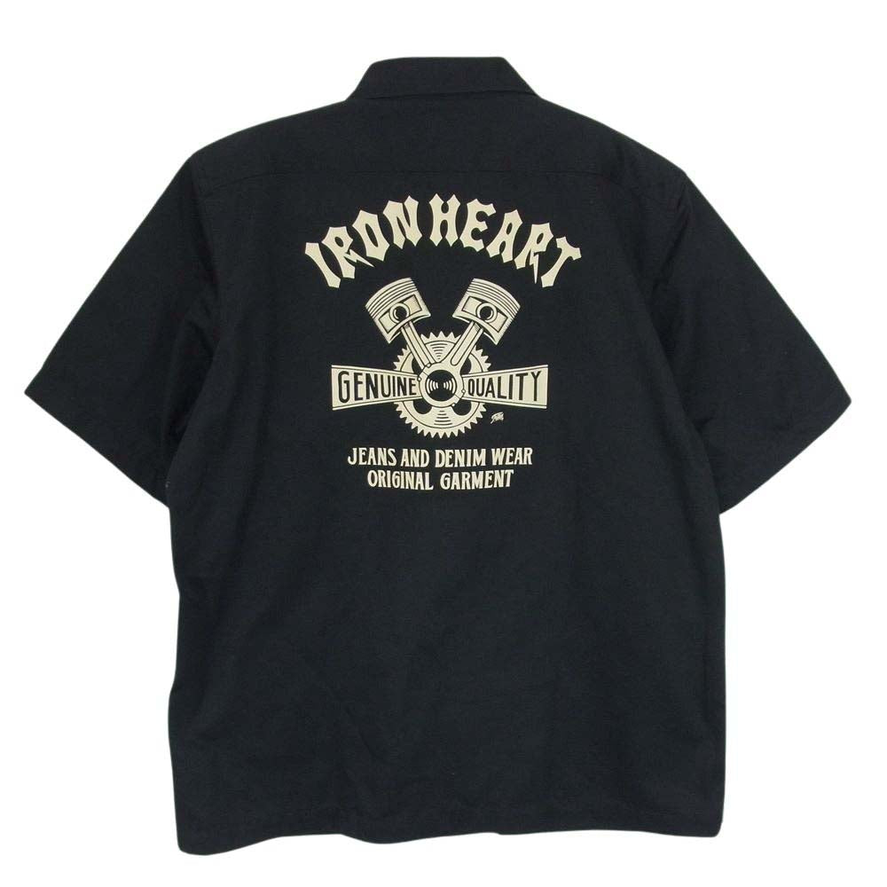 IRON HEART アイアンハート T/C Westpoint Work Shirt TCウエポン 半袖 ワーク シャツ ブラック ブラック系 L【中古】