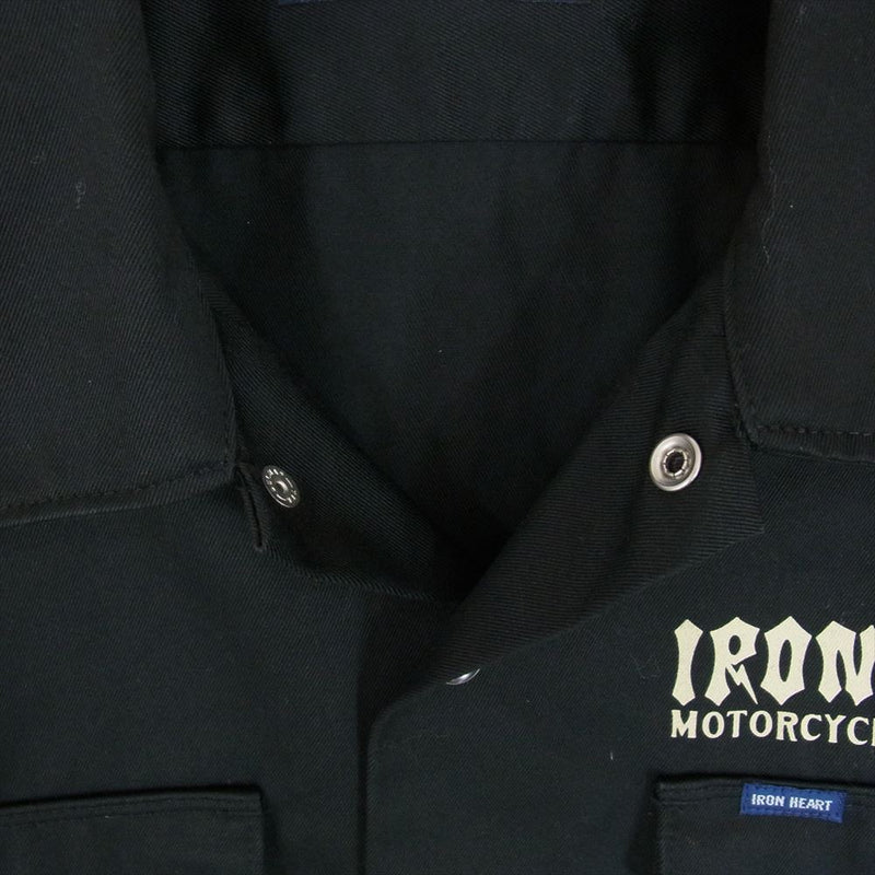 IRON HEART アイアンハート T/C Westpoint Work Shirt TCウエポン 半袖 ワーク シャツ ブラック ブラック系 L【中古】