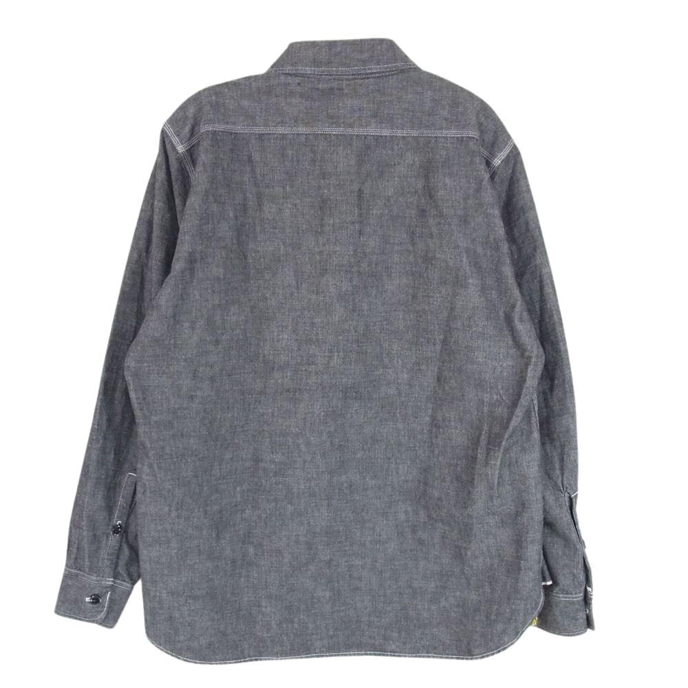 IRON HEART アイアンハート ヘビーシャンブレー ワーク 長袖 シャツ ブラック系 L【中古】